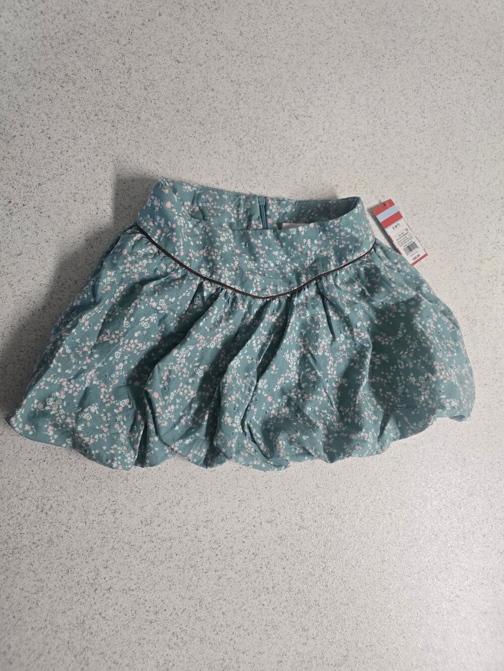 Cat & Jack Bubble Skirt Girls 6/7 NWT Sage Green Floral Textured Mini Skirt